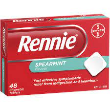 Rennie Spearmint Flavor Indigestion & Heartburn Relief Tablets 48pk