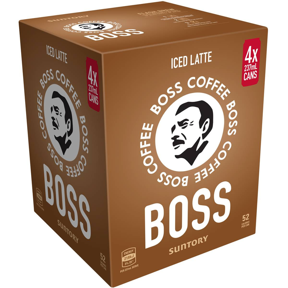 Suntory Boss Coffee Iced Latte Cans 237ml X4 Pack