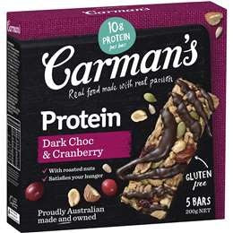 Carmans Protein Bars Dark Choc & Cranberry Gluten Free 5pk