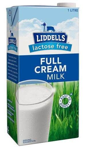 Liddells Lactose Free Full Cream UHT Milk 1L