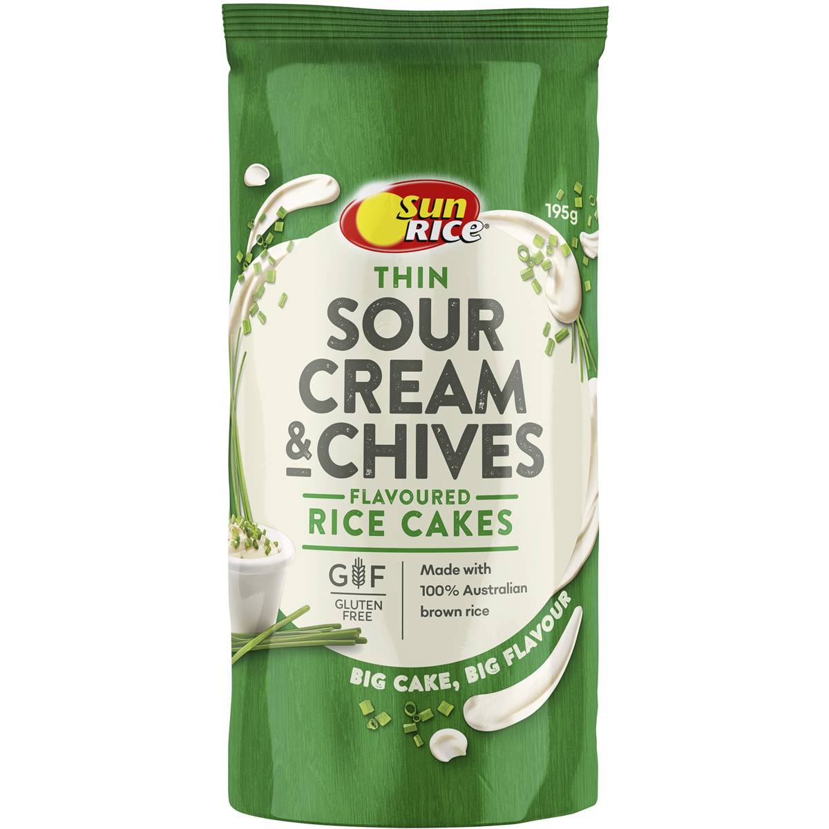 SunRice Sour Cream & Chives Thin Rice Cakes 195g