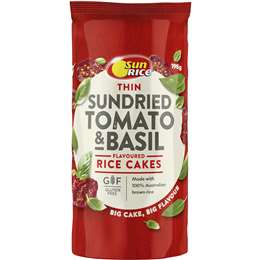 SunRice Tomato & Basil Thin Rice Cakes 160g