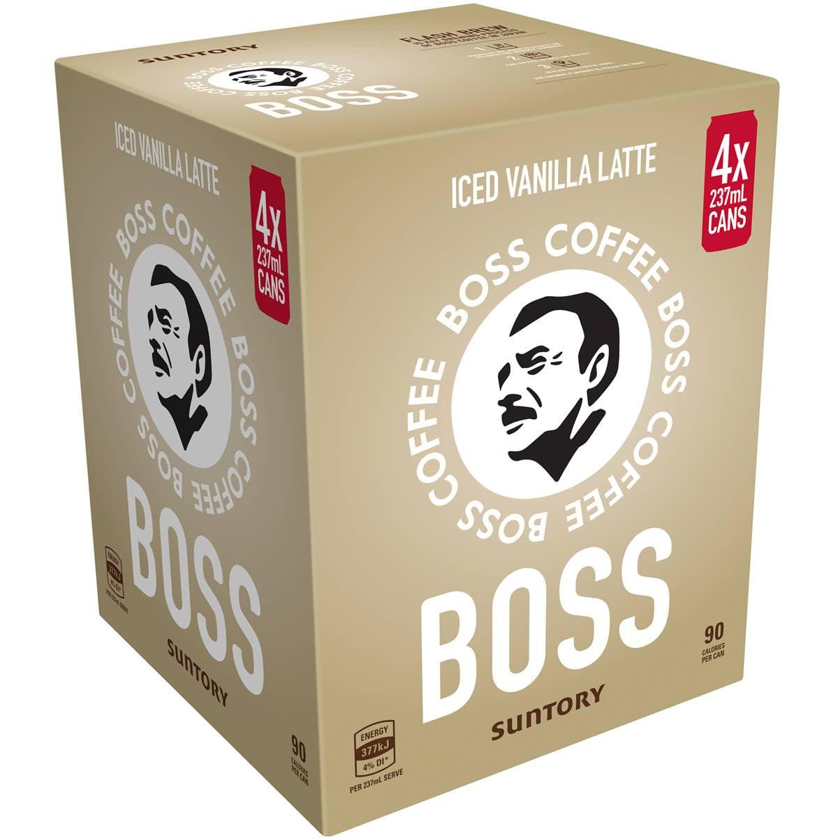 Suntory Boss Coffee Iced Vanilla Latte Cans 237ml X4 Pack