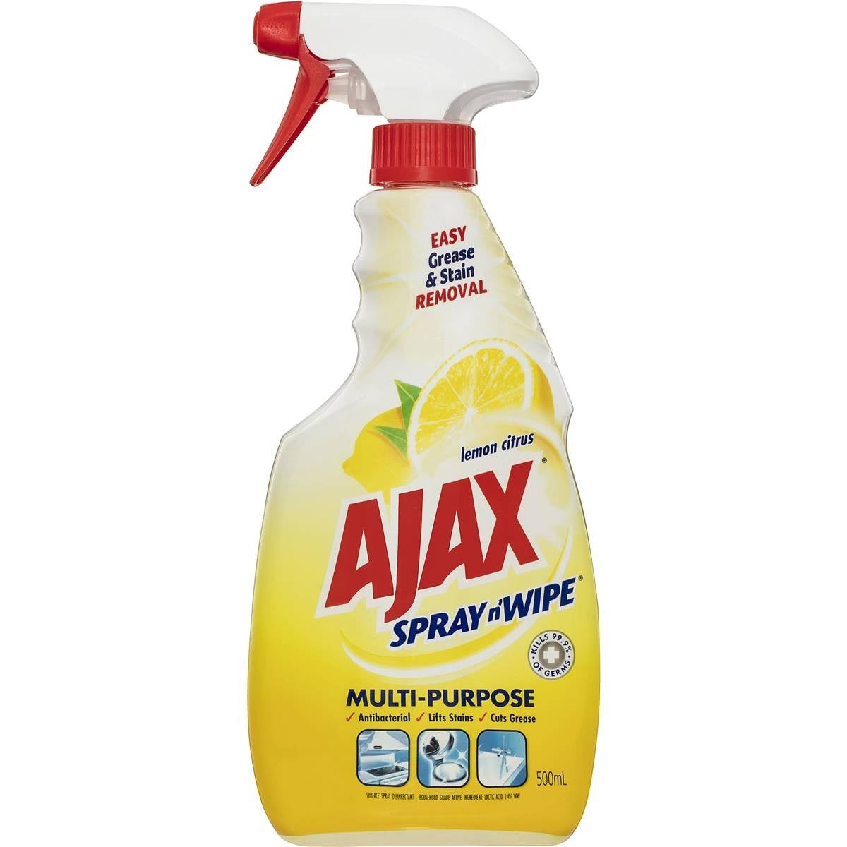 Ajax Spray N Wipe Multipurpose Lemon Citrus 5 In 1 Trigger 500mL