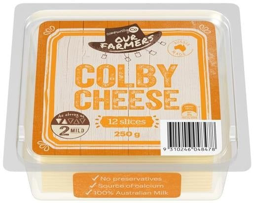 Community Co Cheese Slice Colby 250g