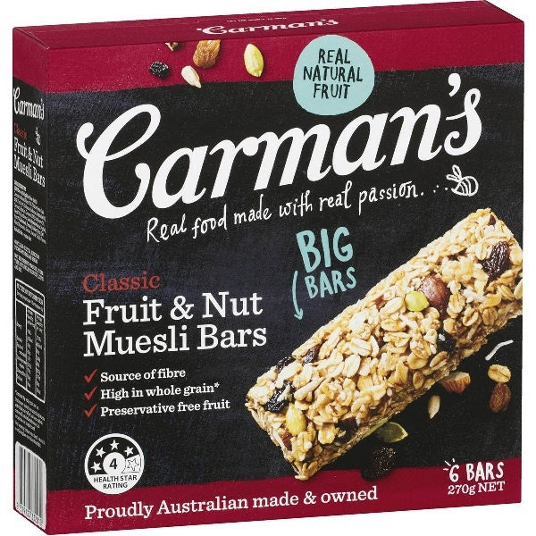 Carmans Classic Fruit & Nut Muesli Bars 6pk