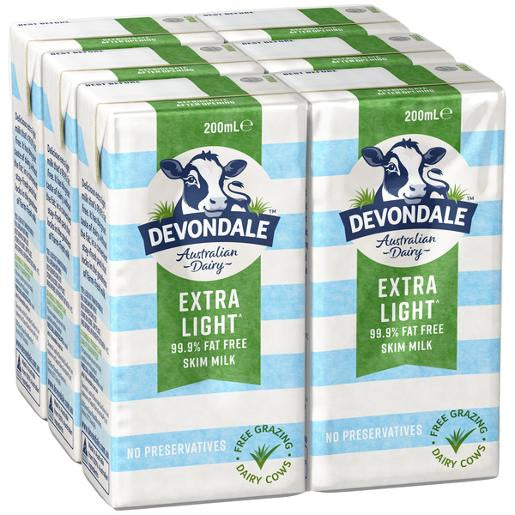 Devondale Extra Light Milk UHT 6 x 200mL