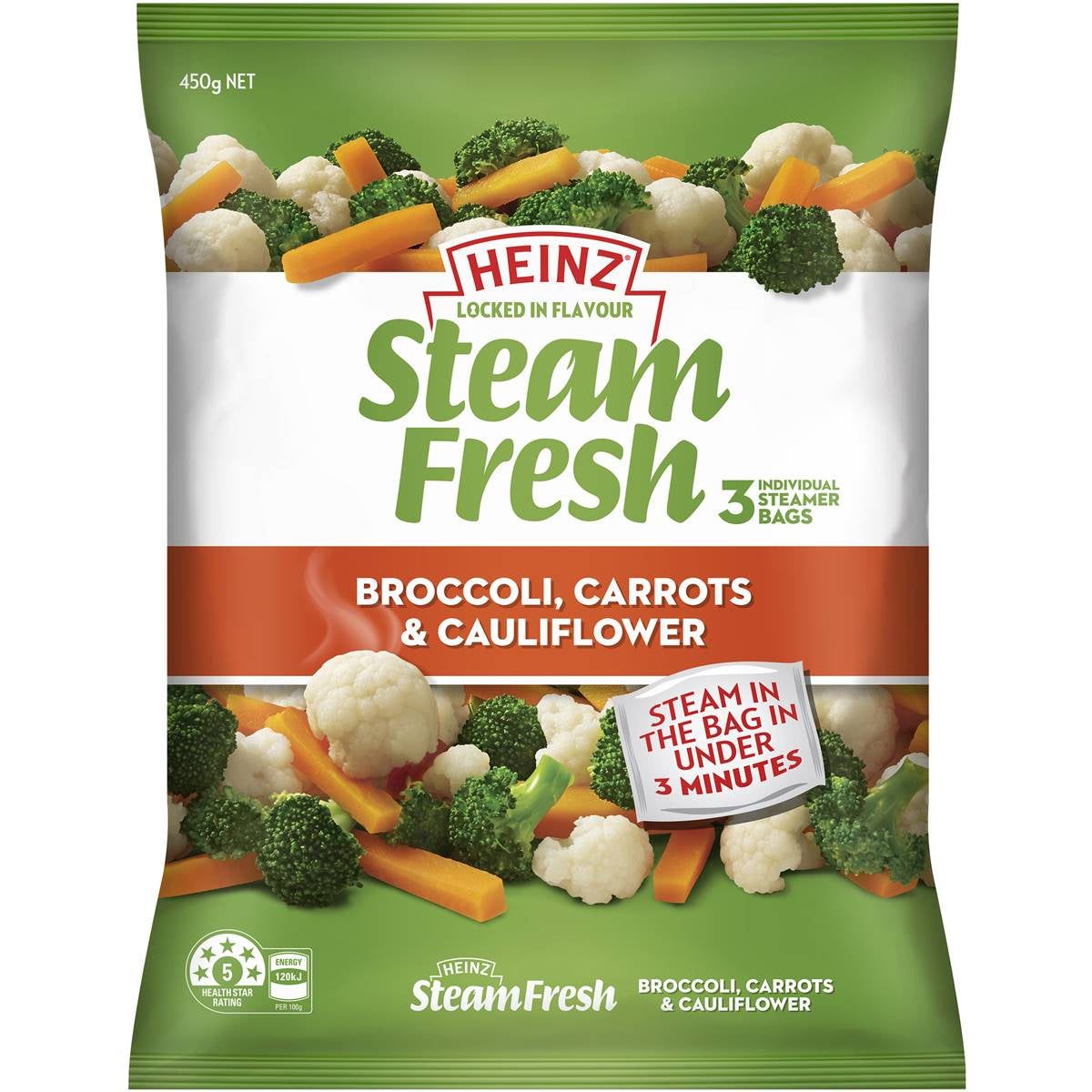 Heinz Steam Fresh Broccoli/Carrot/Cauliflower 450g