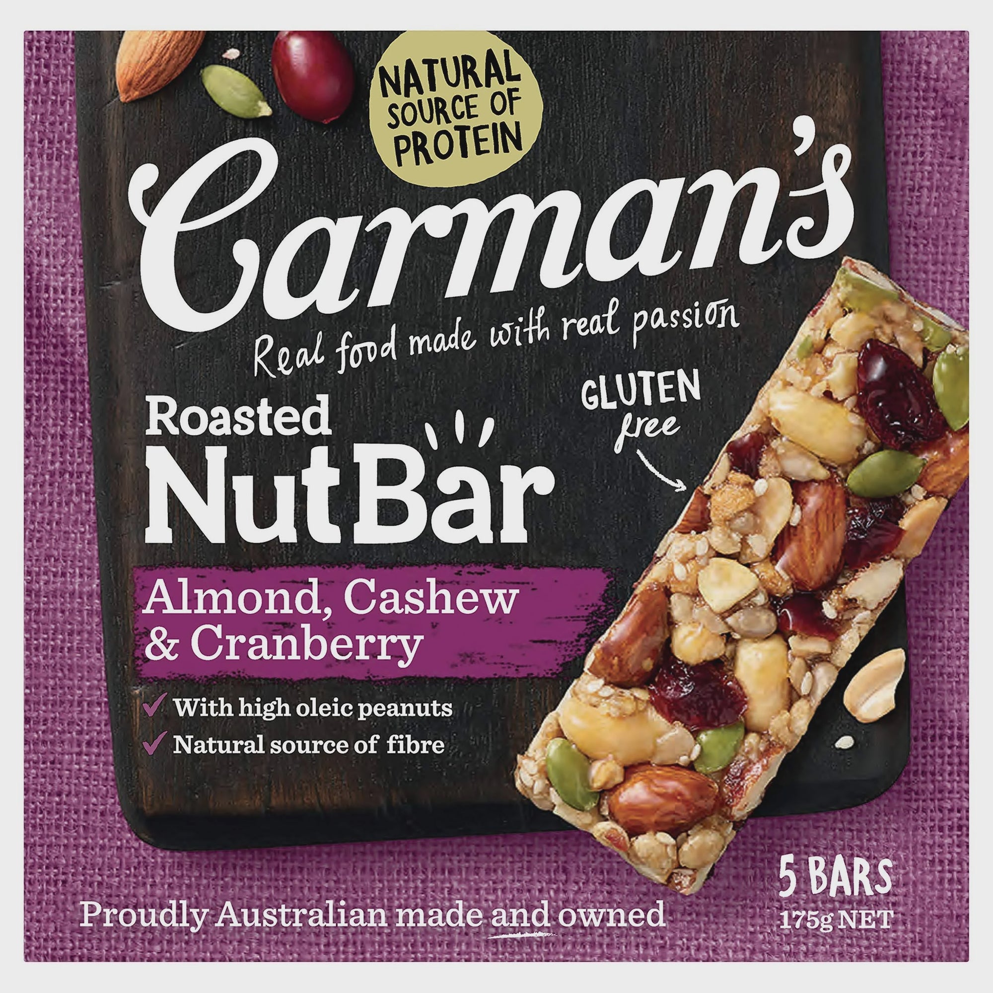 Carmans Roasted Nut Almond, Cashew & Cranberry Bars 5pk