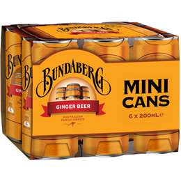 Bundaberg Ginger Beer Mini Cans 200ml 6pk