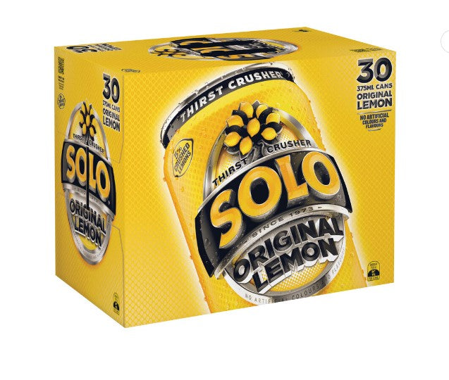 Schweppes Solo Lemon Cans 375ml 30 Pack