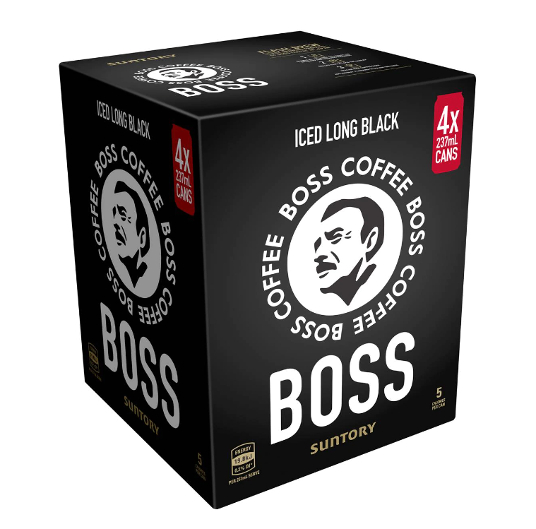 Suntory Boss Coffee Iced Long Black Cans 237ml X4 Pack