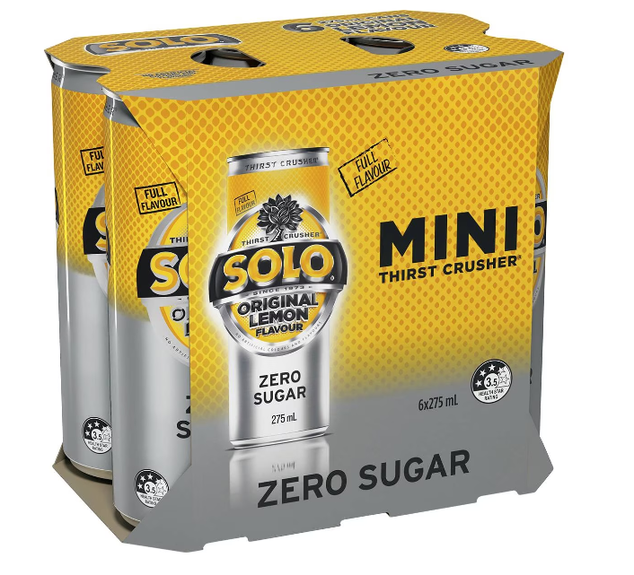 Solo Zero Sugar Original Lemon Soft Drink Mini Cans Multipack