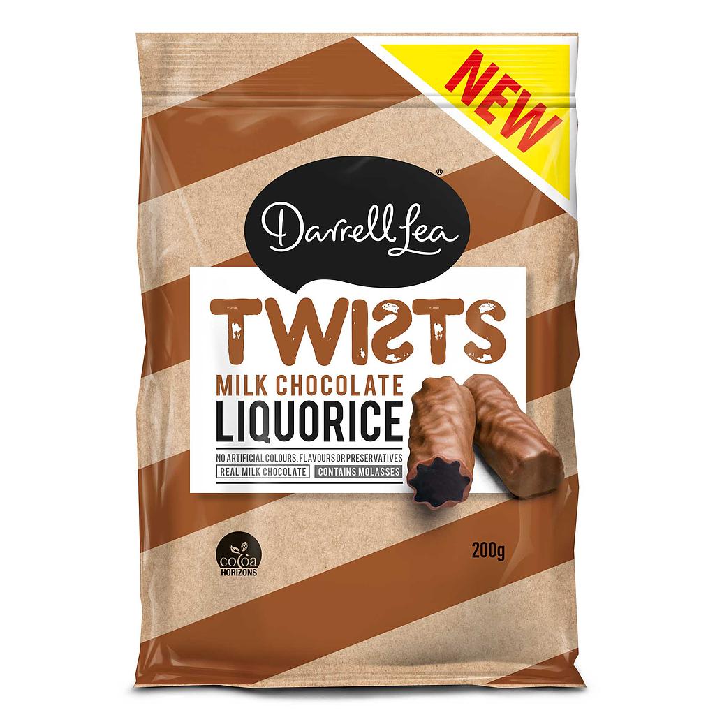Darrell Lea Milk Choc Coated Liquorice Twists 200g