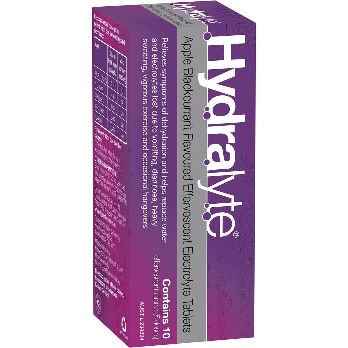 Hydralyte Apple Blackcurrant Effervescent Electrolyte Tablets 10pk