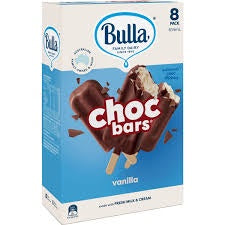 Bulla Choc Bars Vanilla 8 pk