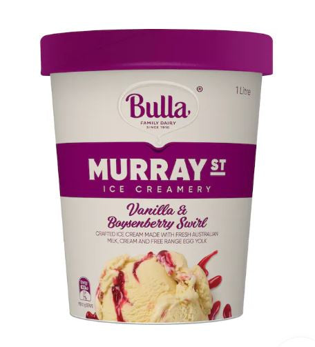 Bulla Murray St Vanilla & Boysenberry Swirl Ice Cream 1L