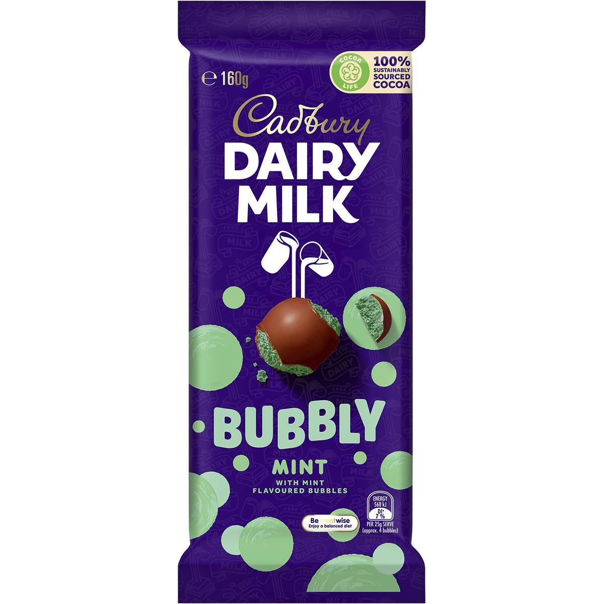 Cadbury Dairy Milk Bubbly Mint 160g