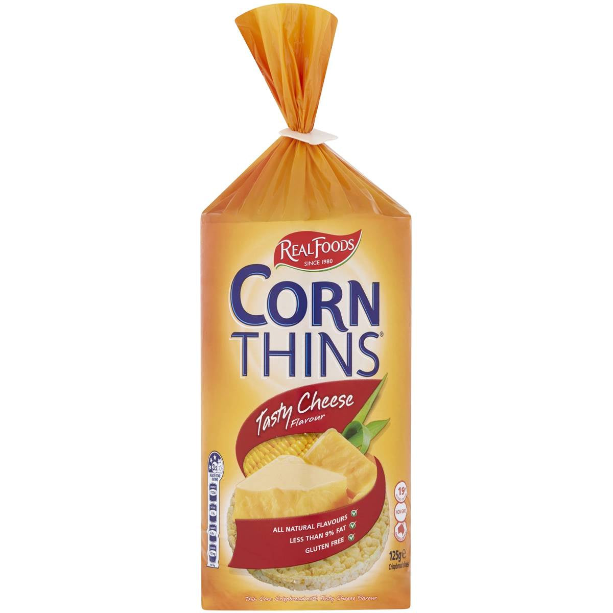 Real Food Corn Thins Tasty Cheese 125g