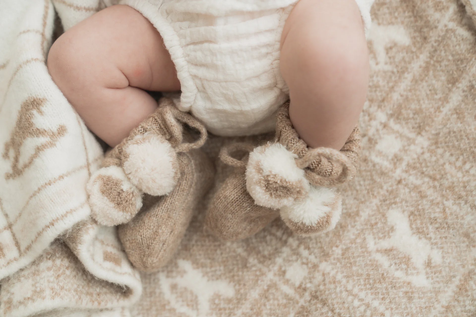 Pom Pom Booties - Latte