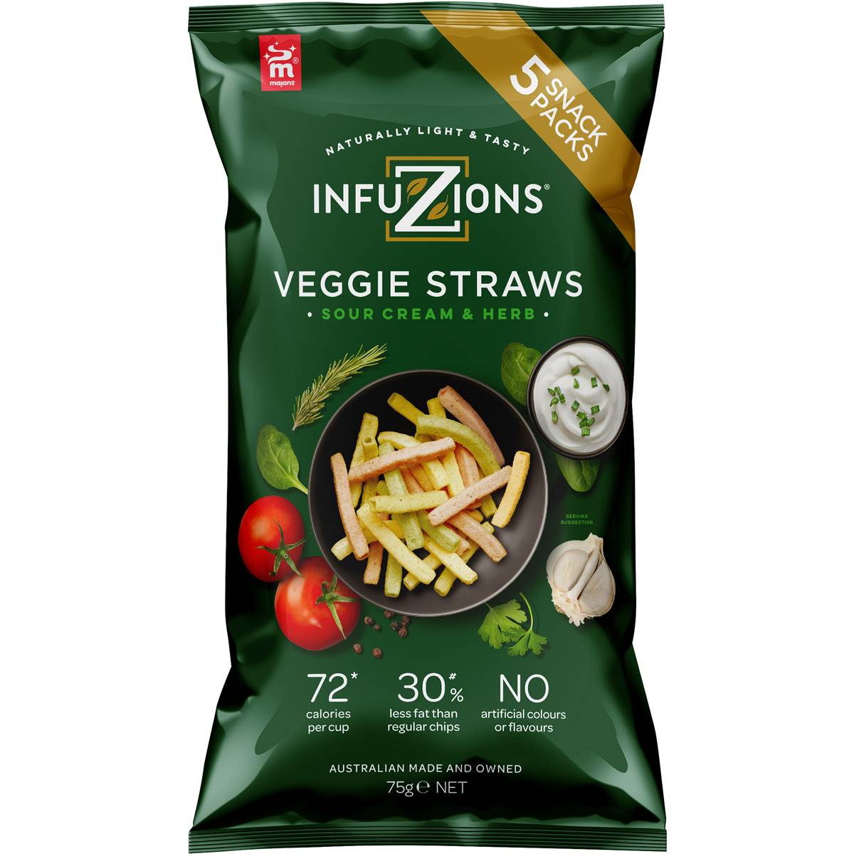 Infuzions Vege Straws Sour Cream & Herb 5x 15g Packs