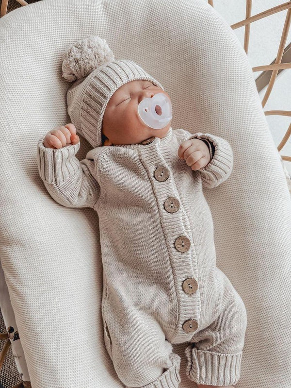 Knitted Romper - Mushroom - Size 0-3 months