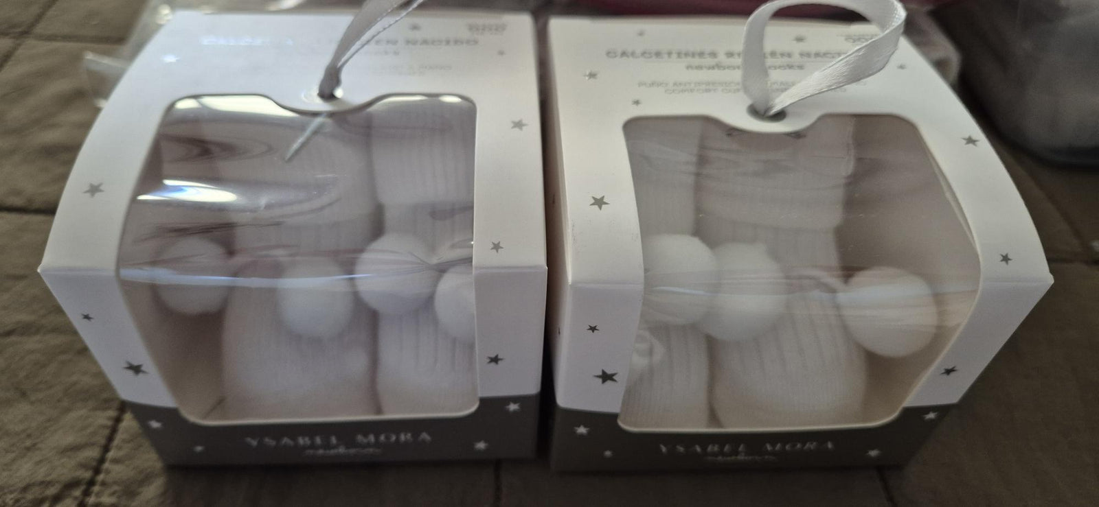 Spanish Newborn Socks with pompoms White