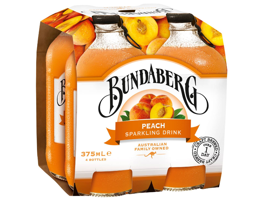 Bundaberg Peach Flavoured Sparkling Drink 4x375ml