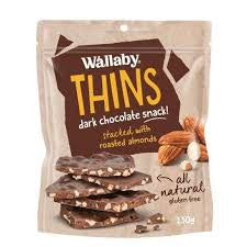 Wallaby Thins Dark Almond 130g