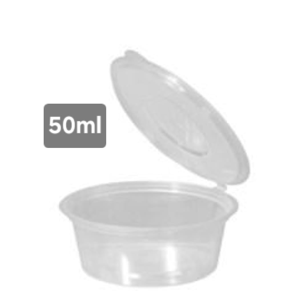 Round Clear Container with Hinged Lid 50ml 50pk