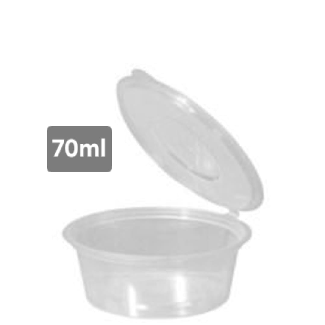 Round Clear Container with Hinged Lid 70ml 100pk