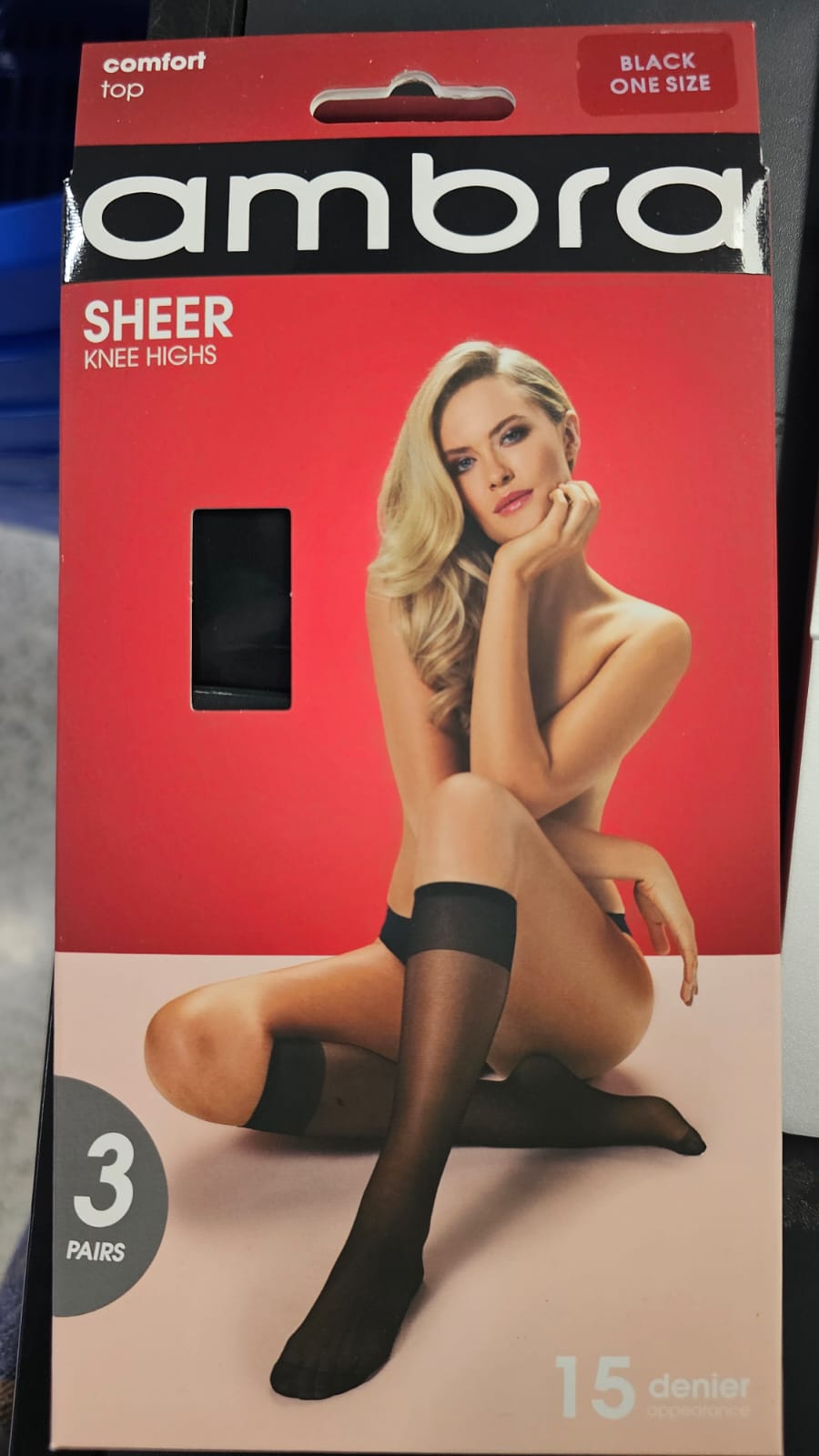 Ambra Sheer Knee High 3 PR One Size