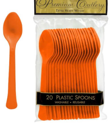 Amscan Reusable Orange Plastic Spoons 20pk