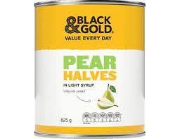Black & Gold Pear Halves 825g