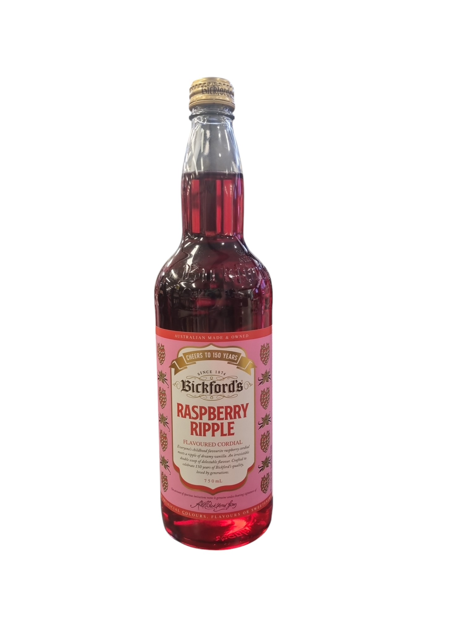 Bickfords Raspberry Ripple Flavoured Cordial 750ml