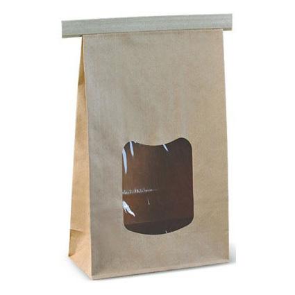 Kraft Window Bag with Tintie Top 155w x 255h x 65d 25pk