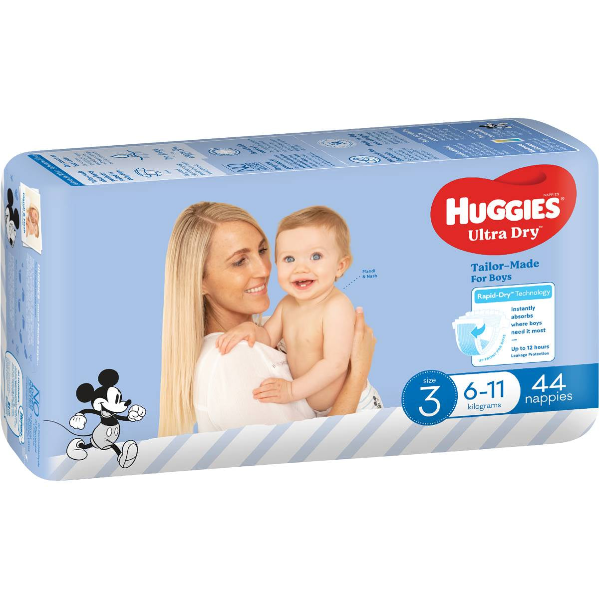 Huggies Ultra Dry Nappies Boys Size 3 (6-11kg) 44 Pack