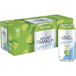 Mount Franklin Sparkling Mineral Water Lime 10x375ml