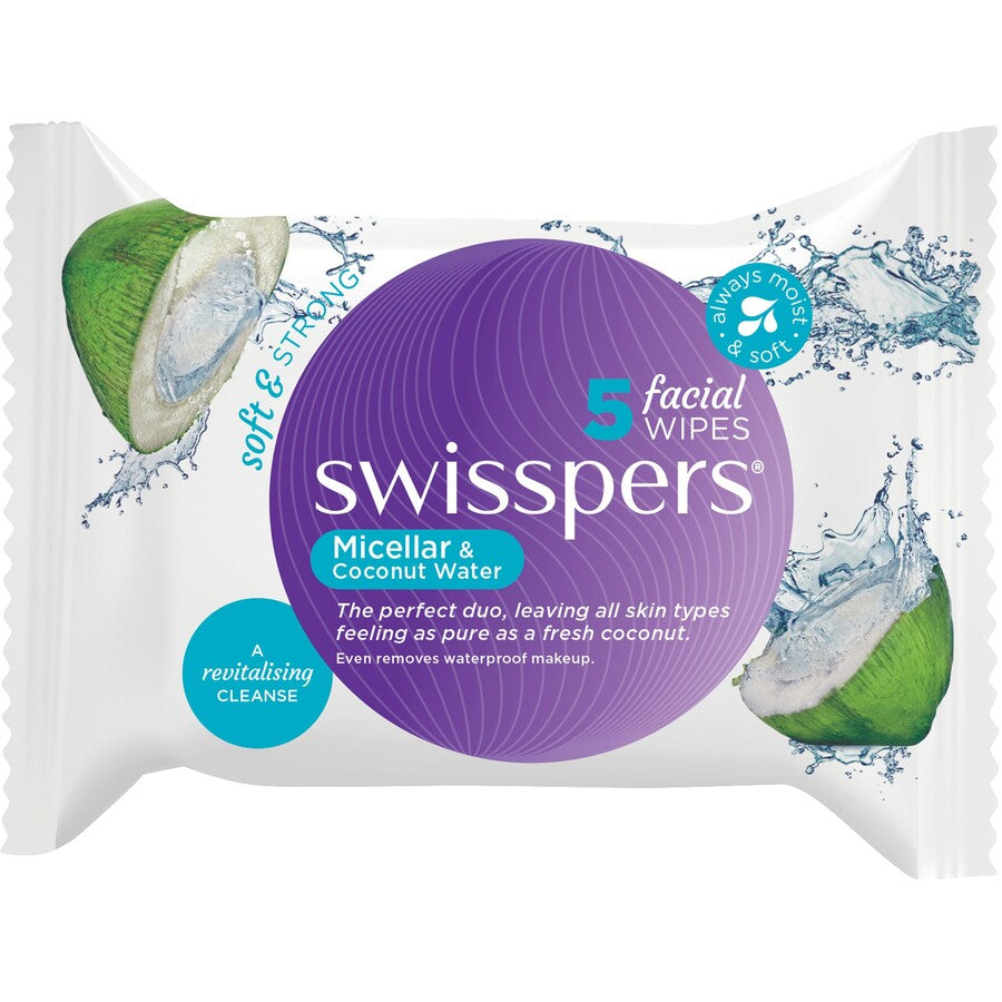 Swisspers Micellar & Coconut Water Facial Wipes 25pk