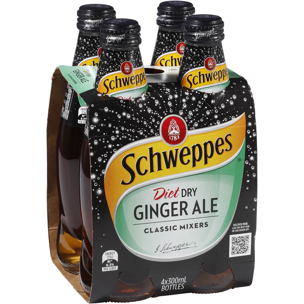 Schweppes Dry Ginger Ale Zero Sugar 300ml 4pk