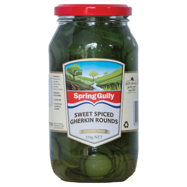 Spring Gully Sweet Spiced Gherkin Rounds 550g