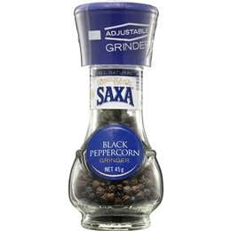 Saxa Black Peppercorn Grinder 45g