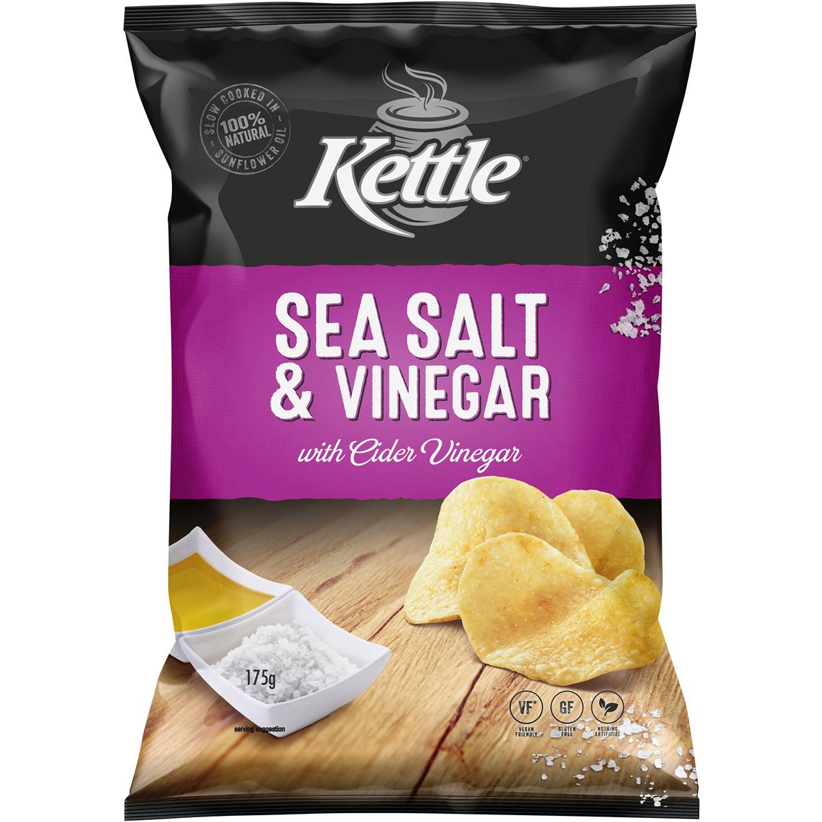 Kettle Sea Salt & Vinegar Potato Chips 175g