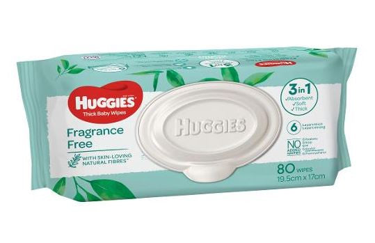 Huggies Baby Wipes Fragrance Free 80pk