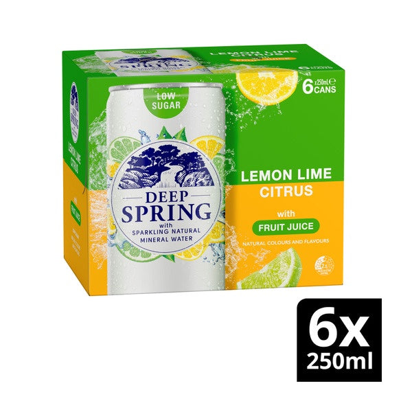 Deep Spring Natural Mineral Water Lemon Lime Citrus 6x250ml