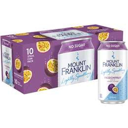 Mount Franklin Sparkling Mineral Water Passionfruit 10x375ml