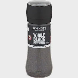 McKenzie's Whole Black Peppercorns Grinder 200g