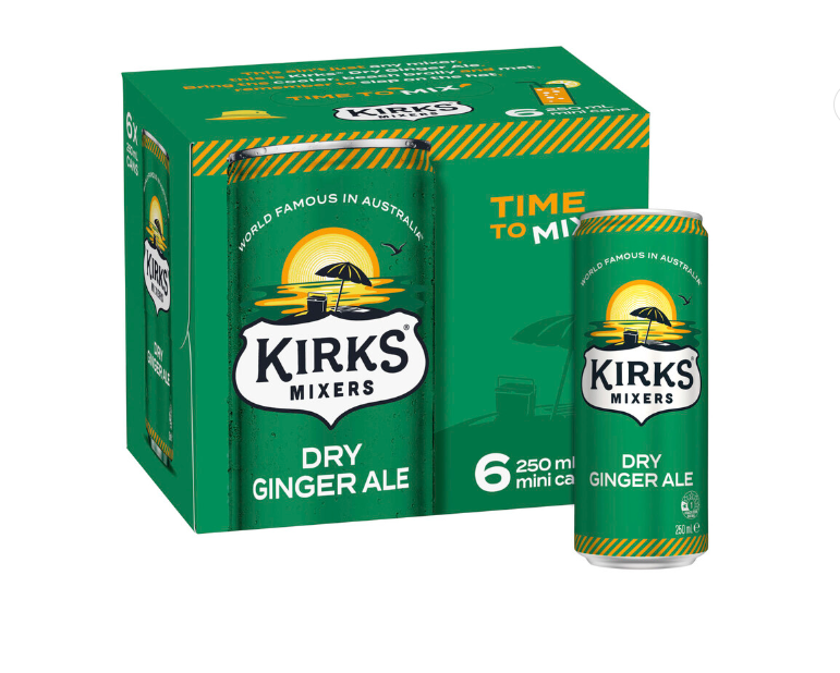 Kirks Mixers Ginger Ale Mini Cans 6x250mL | 6 pack