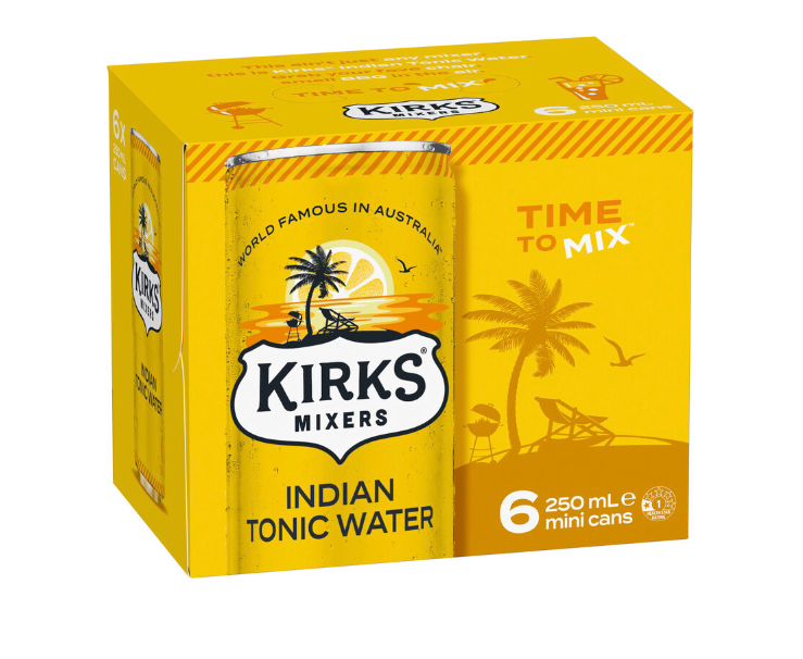 Kirks Mixers Tonic Water Mini Cans 6x250mL | 6 pack