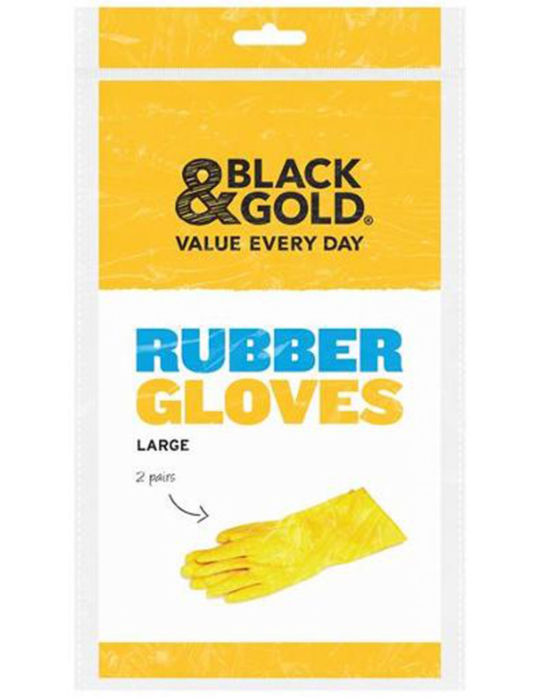 Black & Gold Rubber Gloves Large 2pk